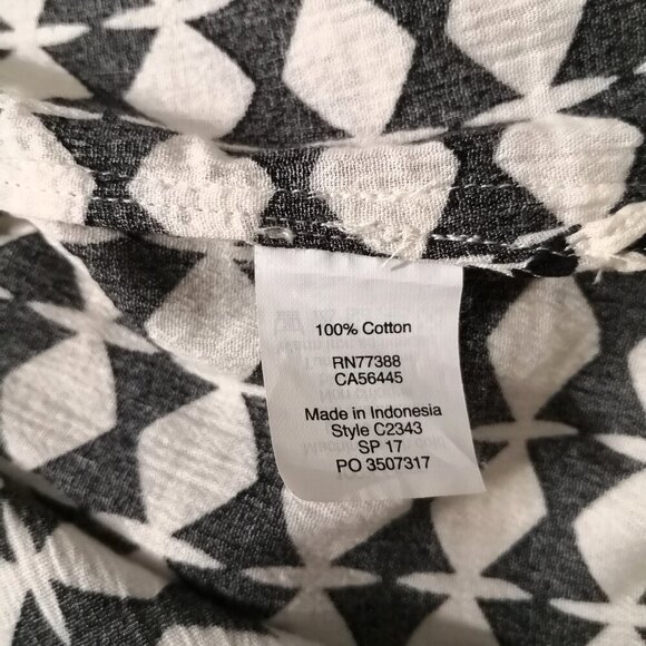 J. Crew 100% Cotton Geometric Tunic Top Black/Ivory Size XL - Picture 6 of 6